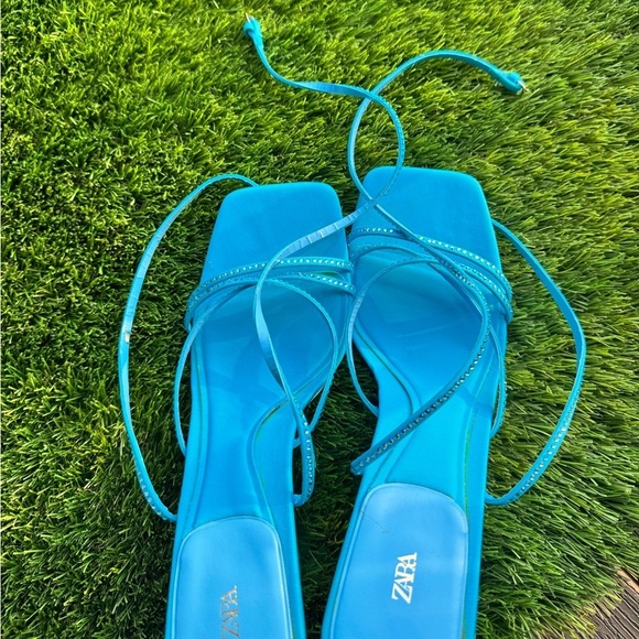 Zara Blue Rhinestone Sandal Heels - Picture 8 of 9